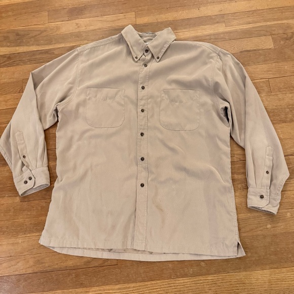 Forsyth Of Canada Other - Forsyth Of Canada tan long sleeve button-down collared shirt top sz large L
 b4